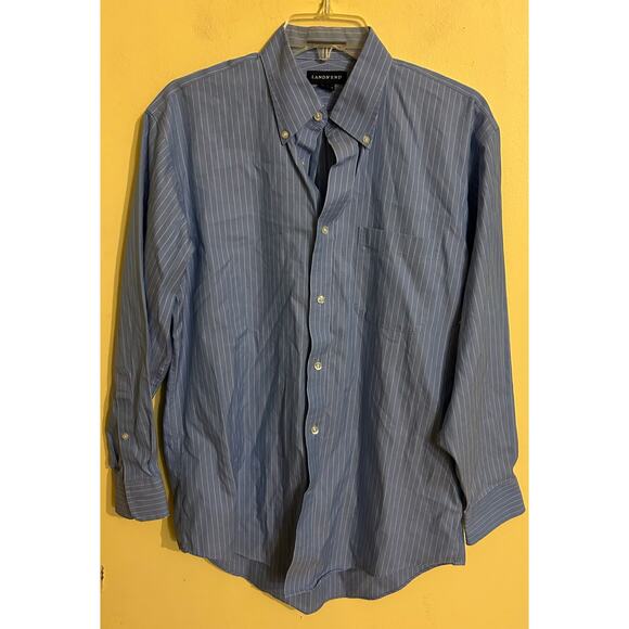 Lands end blue no iron pinpoint Oxford long sleeve size large - Picture 1 of 3